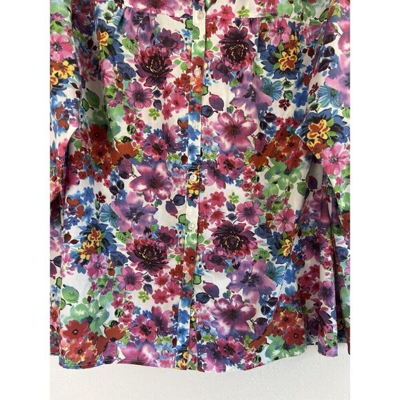 Roamans Vintage Button Up Womens Blouse Plus Size 22W Pink Purple Floral Print - Picture 9 of 10